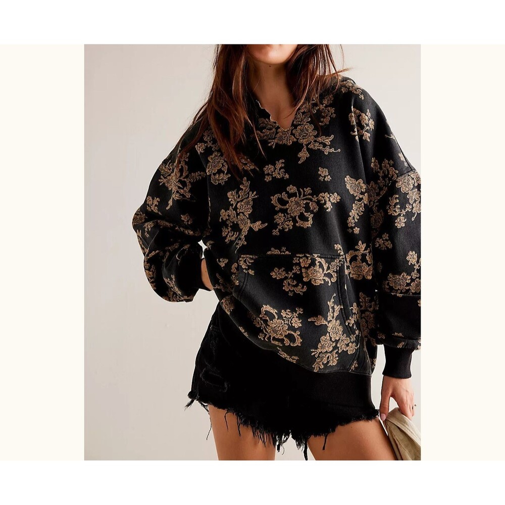 Free People We The Free It's A Vibe Print Hoodie Top Oversized Slouchy XS 288045 - Picture 1 of 9